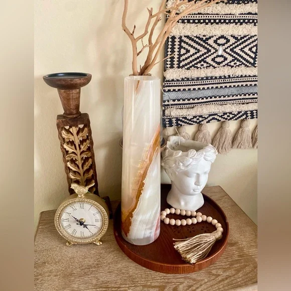 Cylinder onyx stone/ monolith stone vase rare find